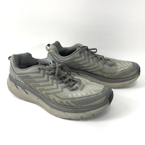 Hoka One Shoes Men's 12 Gray Clifton Running Athletic 1108409 SLVR Sneakers